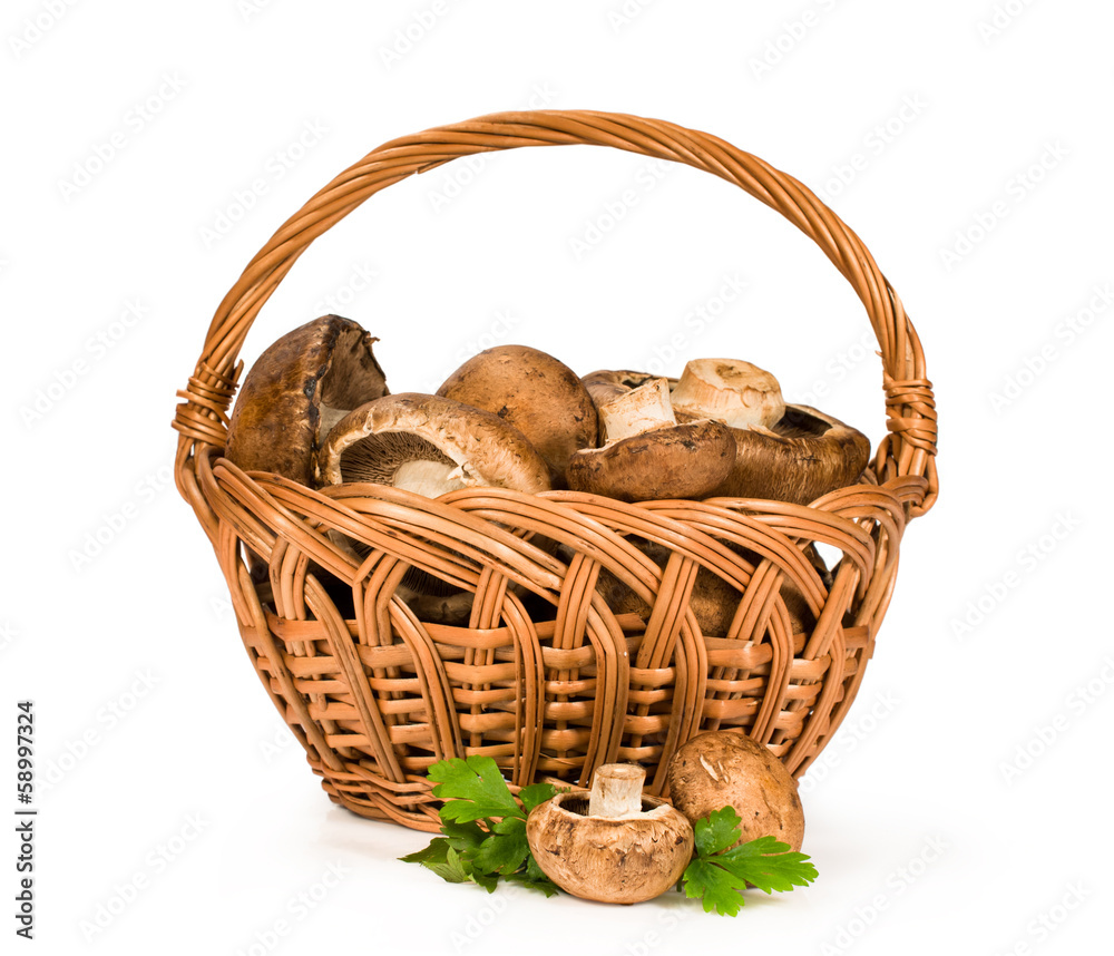 royal mushrooms in a basket
