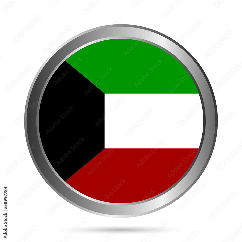 Kuwait flag button. Kuwait flag button.