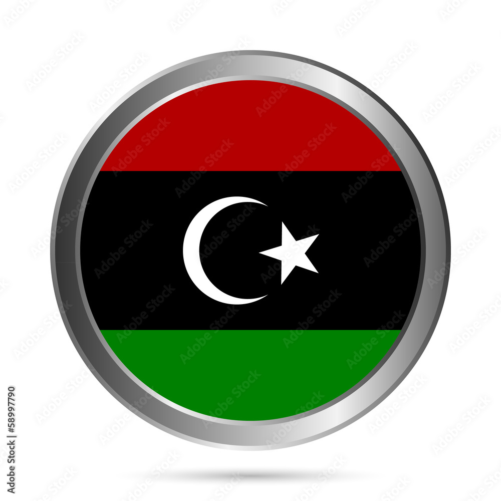 Libya flag button. Libya flag button.