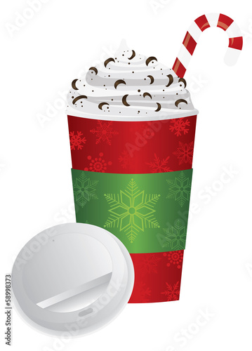 Christmas Espresso Drink To Go Cup with Lid Illustration