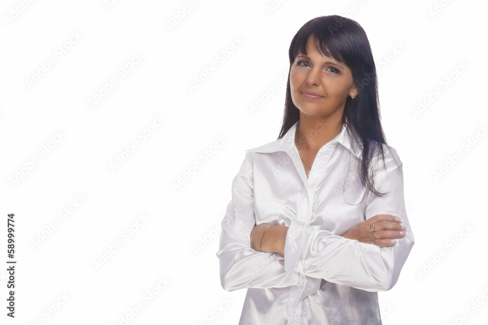 Portrait of an Attractive Fashionable Brunette Woman. Isolated Portrait of an Attractive Fashionable Brunette Woman. Isolated