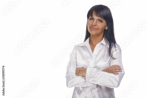 Portrait of an Attractive Fashionable Brunette Woman. Isolated photo