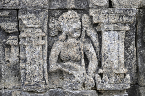 Bas-Relief in Borobudur Temple. Jogjakarta