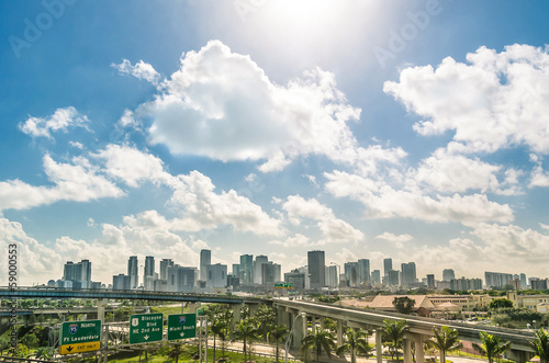 Miami skyline and highways - Daytime