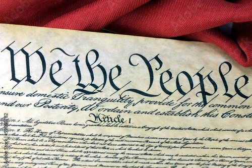 US Constitution - We The People with American Flag