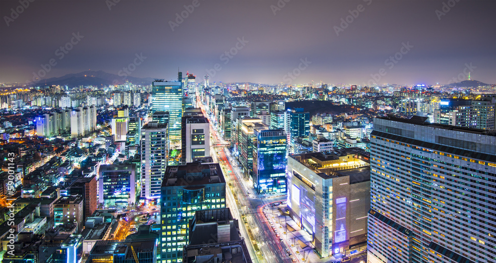 Naklejka premium Seul, Korea Południowa Skyline
