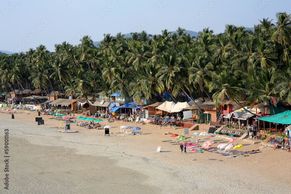 Elevated view idyllic Goa beach