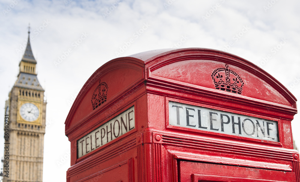 Obraz premium Big ben and red phone cabine