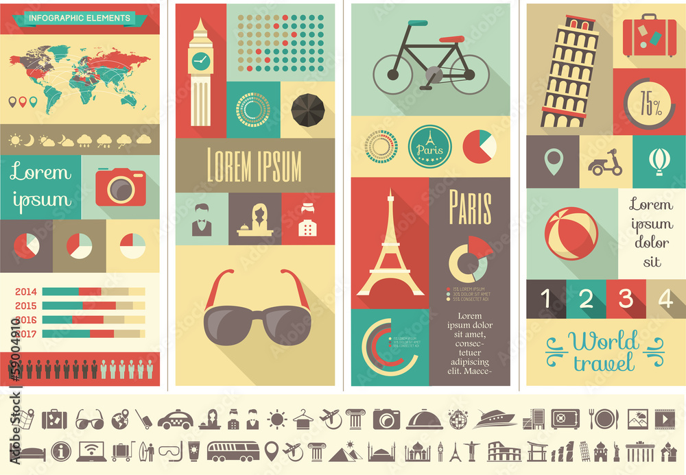 Flat Infographic Elements plus Icon Set. Vector EPS 10. Flat Infographic Elements plus Icon Set. Vector EPS 10.