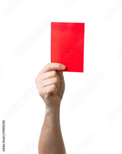 Soccer red card showing isolated on white