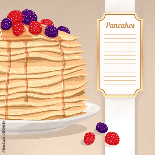 pancakes and berries