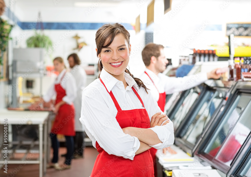 Ταπετσαρία Confident Female Butcher Standing Arms Crossed