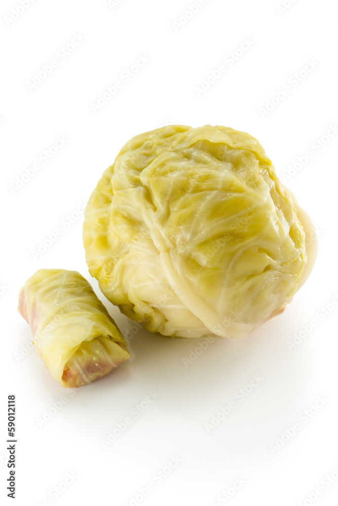 Sour cabbage head with cabbage roll Sour cabbage head with cabbage roll