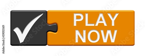 Puzzle-Button grau orange: Play now © kebox
