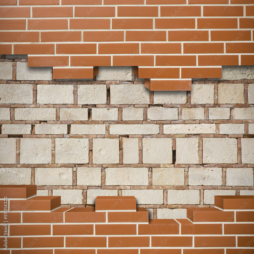 Obraz premium Broken brickwall background