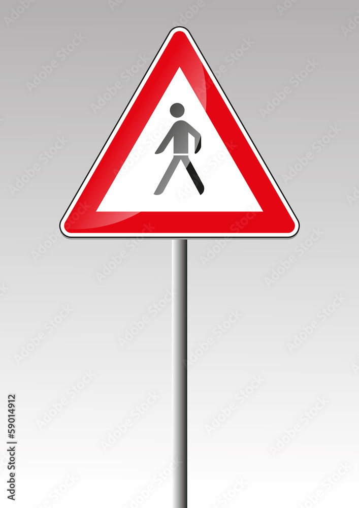 Achtung Fußgänger Verkehrsschild Verkehrszeichen Achtung Fußgänger Verkehrsschild Verkehrszeichen