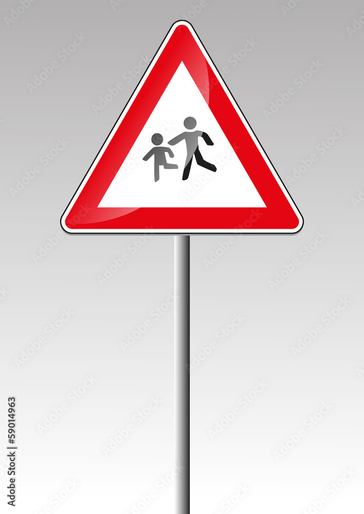 Spielende Kinder Verkehrszeichen Verkehrsschild Spielende Kinder Verkehrszeichen Verkehrsschild