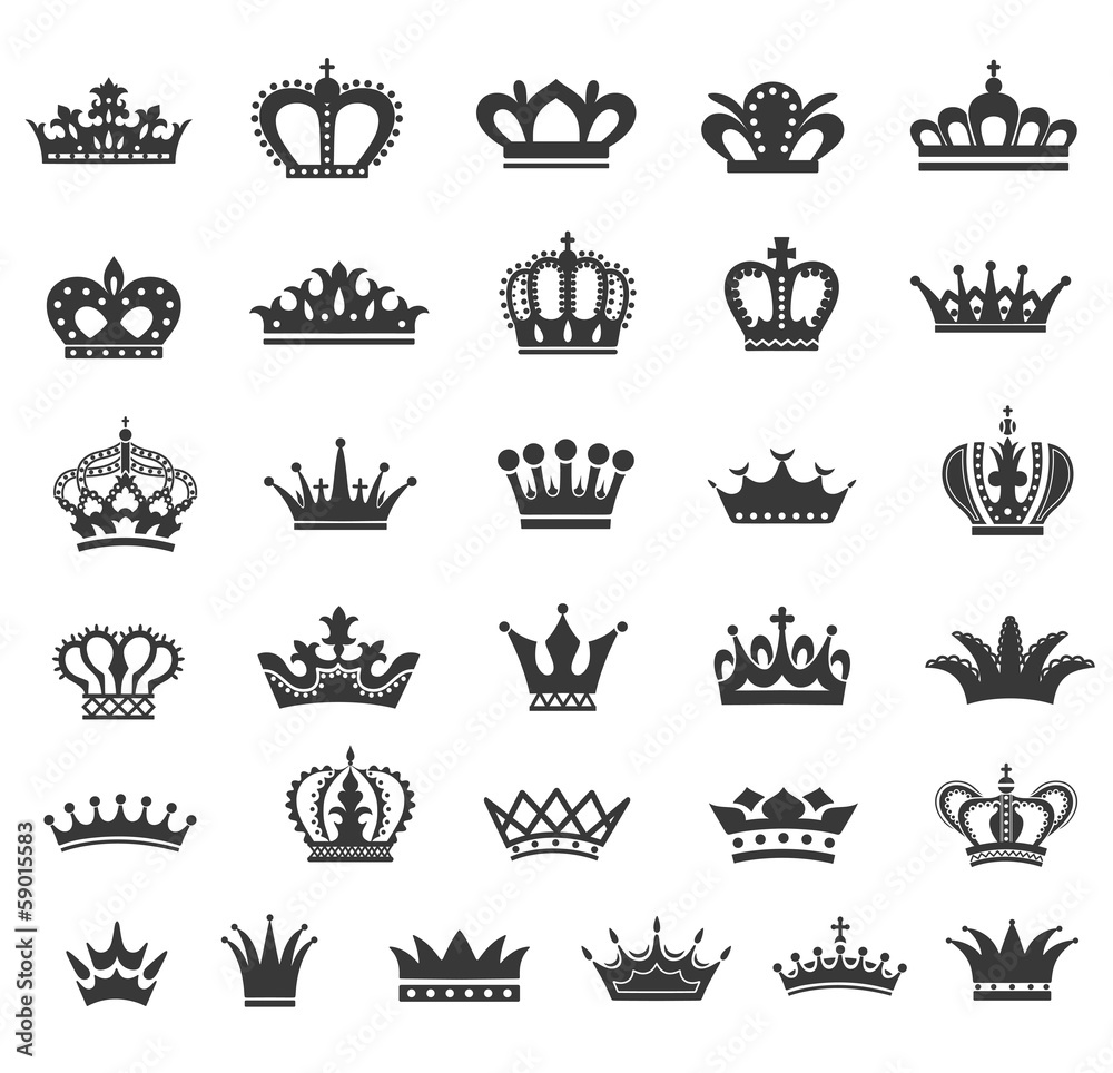 Set of  crown icons.