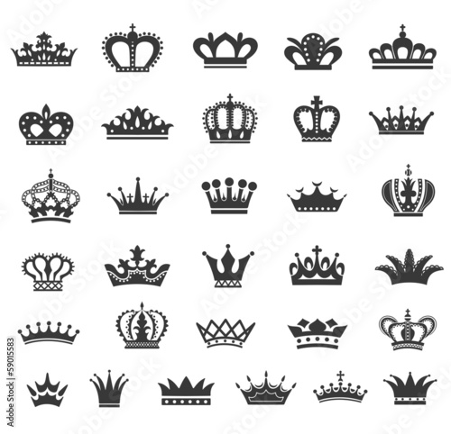 Set of crown icons.