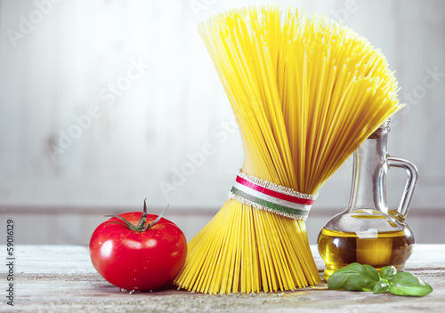 Main ingredients for traditional Italian pasta