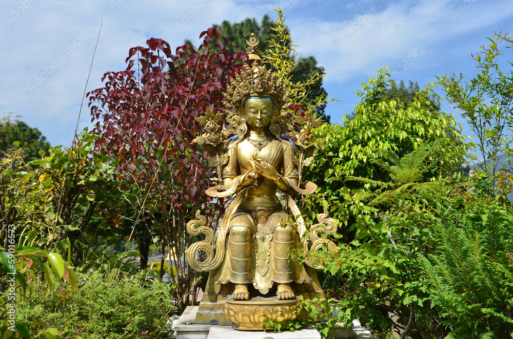 Непал, Катманду, монастырь Капан, статуя будды в парке