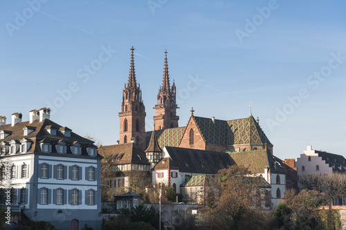 Basel, historische Altstadt mit Münster, Rhein, Schweiz