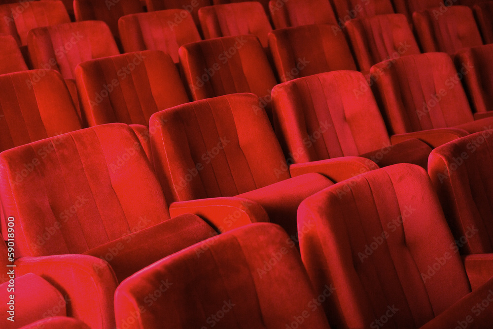 Red armchairs in theater Red armchairs in theater