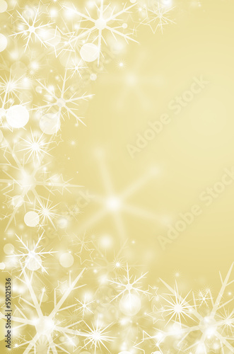 Decorative yellow christmas background with bokeh lights