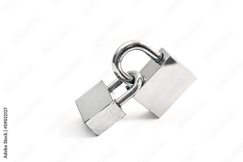 Silver lock, isolated on white background Silver lock, isolated on white background