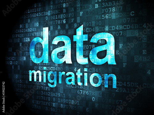 Information concept: Data Migration on digital background