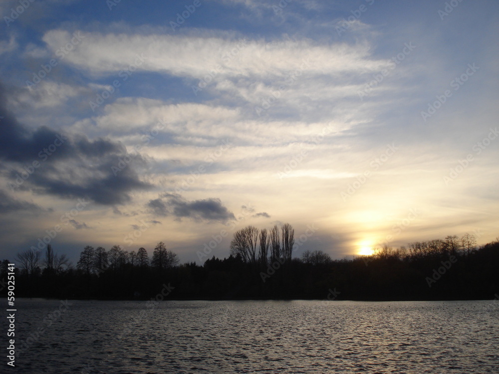 November twilight on lake