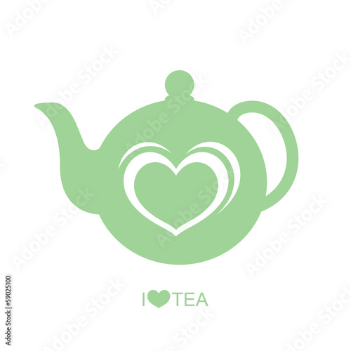 Teapot with heart vector on isolated white background