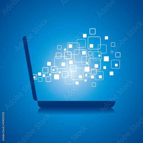 Different  squares comes from laptop - vector illustration