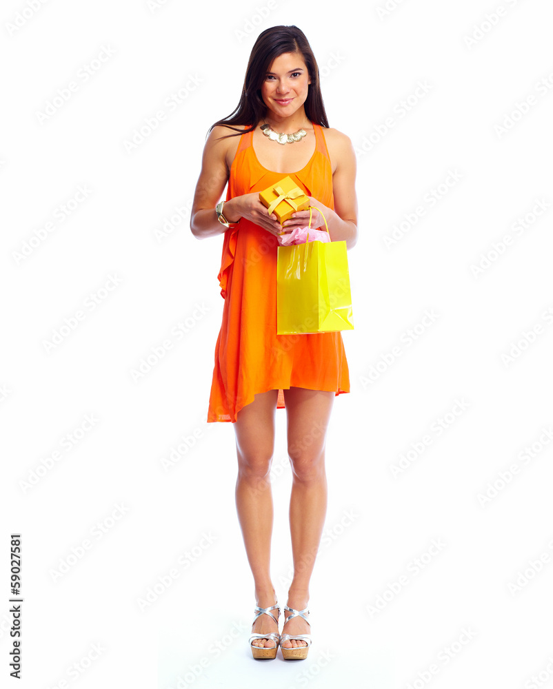 Happy Christmas girl with xmas gift. Happy Christmas girl with xmas gift.