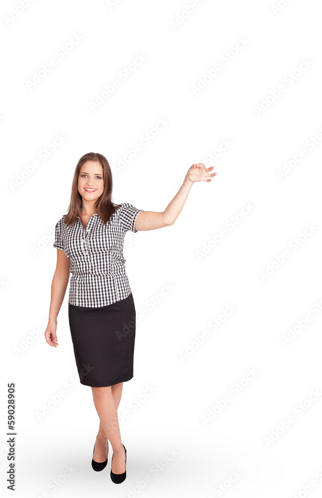 Young lady gesturing with copy space Young lady gesturing with copy space