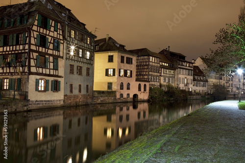 German-style houses close to canal in Strasbourg, Alsace, France © bbsferrari