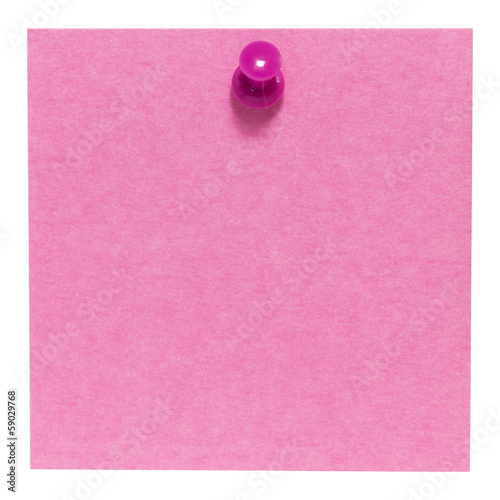 Flat pink square sticky note, with a pink pin