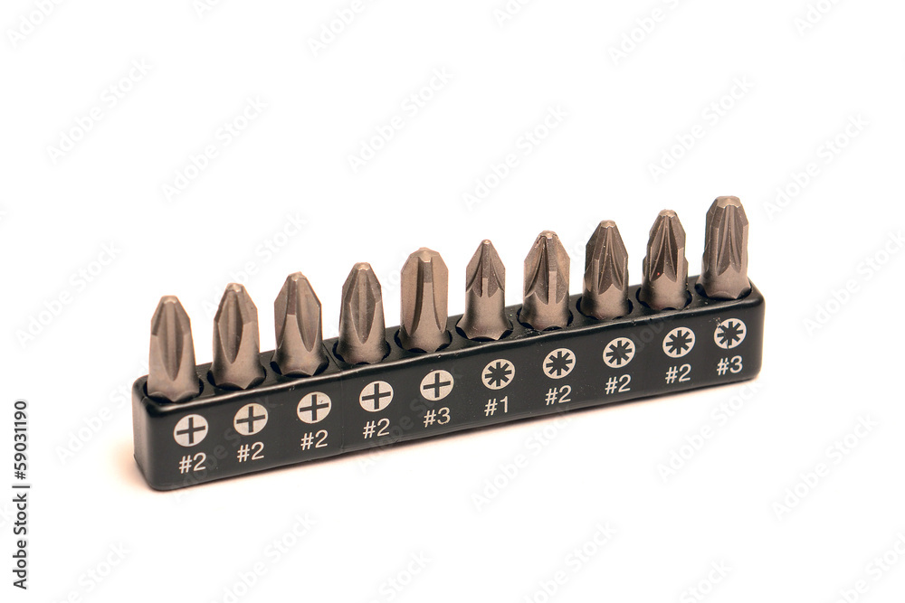 Set of screwdriver bit isolated on white Set of screwdriver bit isolated on white