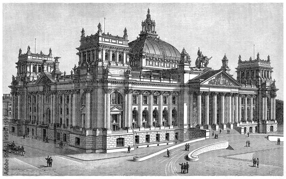 Reichstag - Parliament - Berlin (Germany) - 19th century - obrazy, fototapety, plakaty 