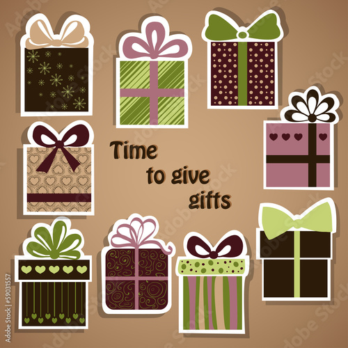 Vector set of holiday gifts
