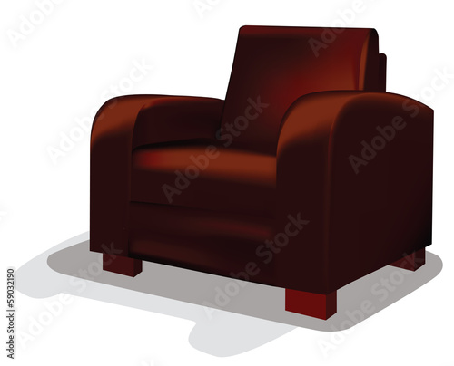 vector red leather tub chair