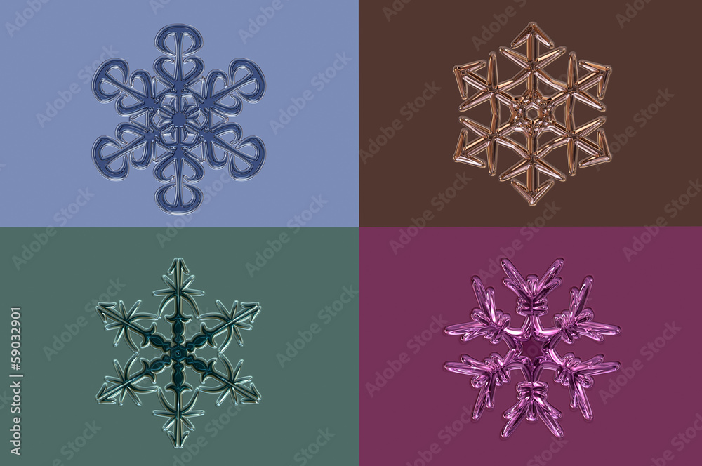 Snowflakes - textured, isolated... Set 4. For decor and design.