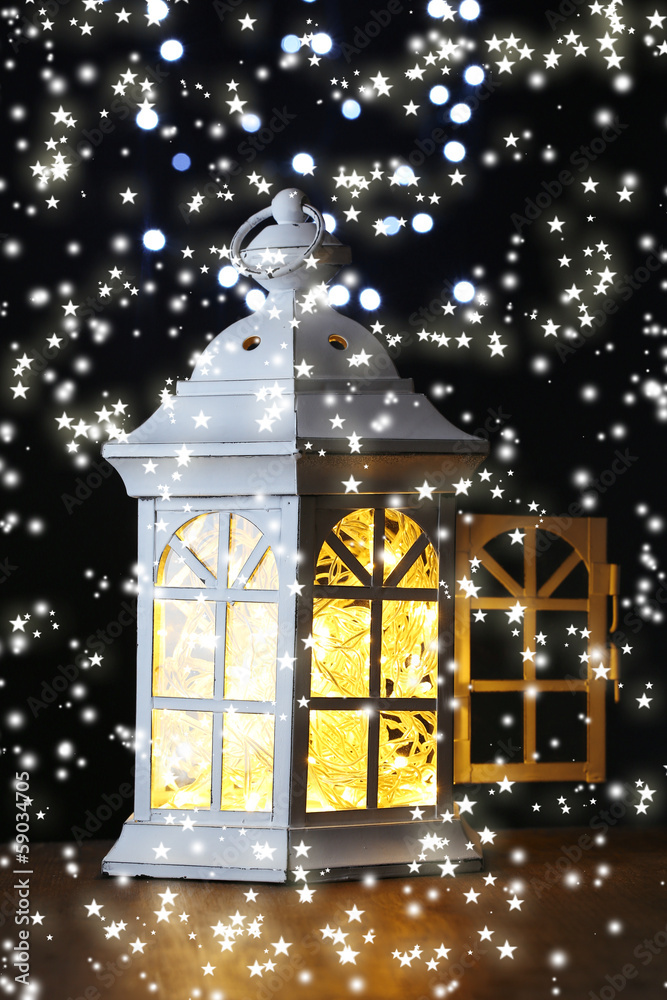 Decorative glowing lantern at night Decorative glowing lantern at night