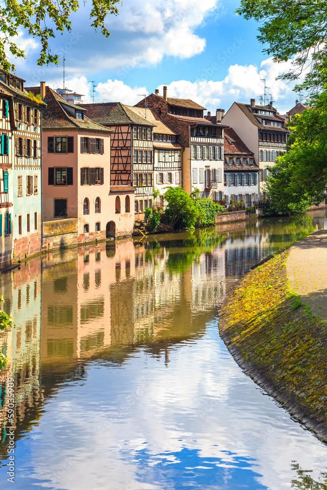 Strasbourg, water canal in Petite France area. Alsace. Strasbourg, water canal in Petite France area. Alsace.