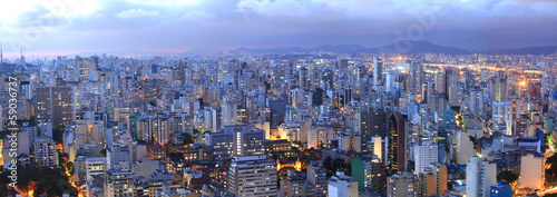 Aerial view of Sao Paulo in the night  time photo