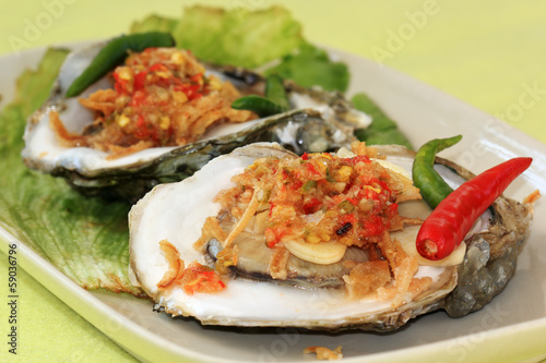 Fresh oyster and spicy
