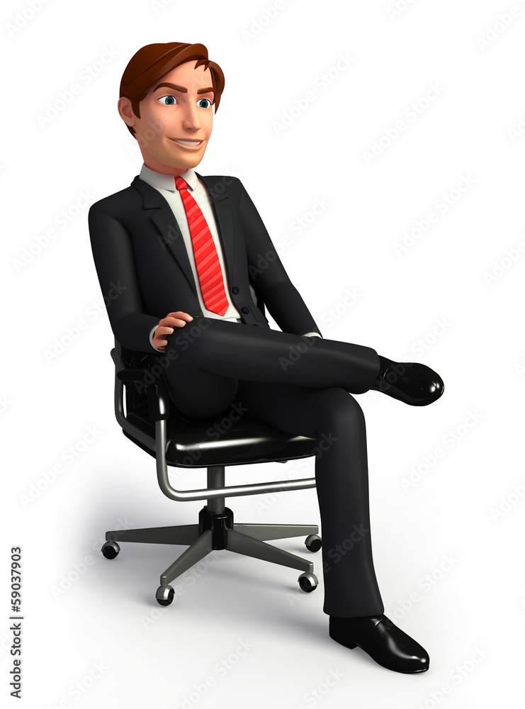 Young business man sitting in office chair Young business man sitting in office chair