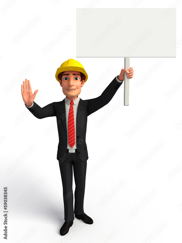 Young business man with sign Young business man with sign