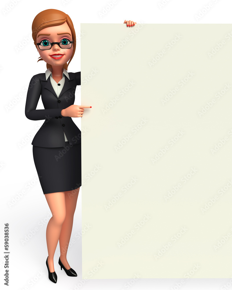 young business woman standing with sign young business woman standing with sign