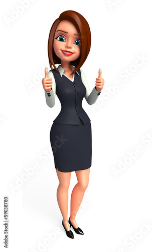 Young woman with thumps up